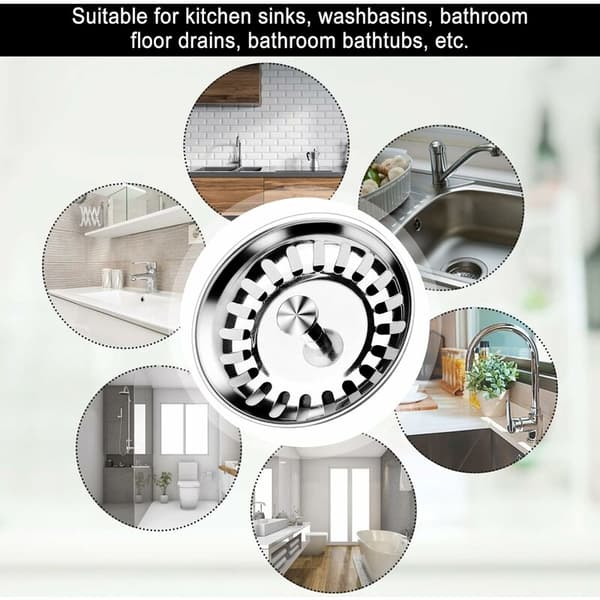 Vaskestopfilter, 2 stk. 80 mm rustfrit stål beskyttelse vask afløb prop til køkken, badeværelse, bruser