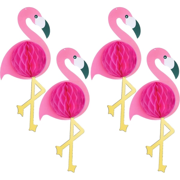 4st Flamingo Honeycomb Ball Hänge Festdekorationer Födelsedagsfest tillbehör