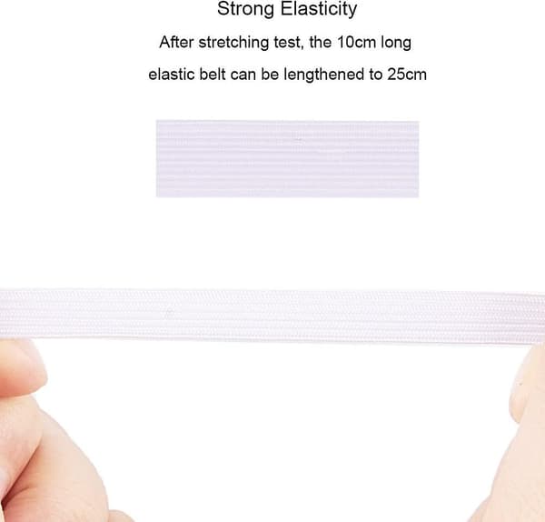 100 meter platt spandextråd, 0,39\" sytråd DIY stretchband spole vit