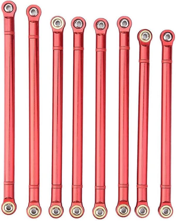 Fjärrstyrd rälsbilschassi i aluminiumlegering med hjulbas (röd) 8 stycken