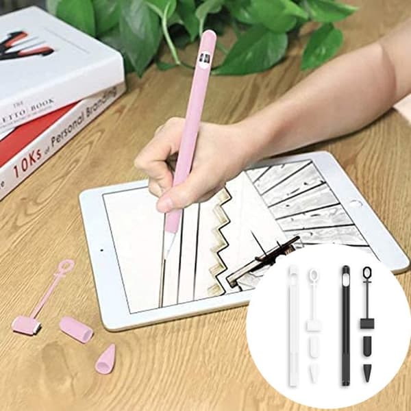Sæt med 2 skridsikre beskyttelsesetuier i silikone til Apple Pencil 1. generation.