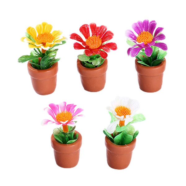 1 Set Mini Krukväxt Statyett Livlig Realistisk Form Harts Fantasifull Design Mini Blomma Miniatyr Gräsmatta Dekor