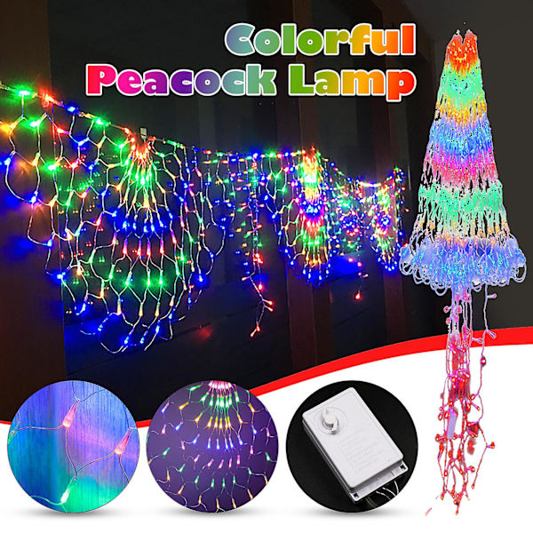 Led Light String Peacock Net Light Fisknät Light 3mx0.6mWhite