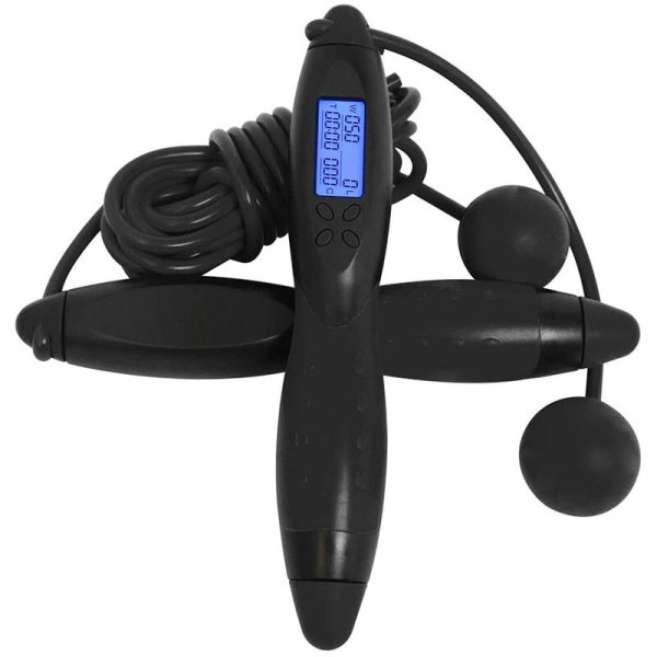 Hopprep Fitness Counter Digitalt trådlöst hopprep med kaloriräknare för träning och fitness, svart