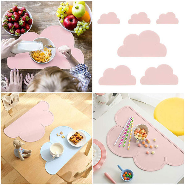 Cloud Student Silikon Isoleringsdyna Barn bordstablett Baby Stänksäker bordsmatta Rörlig bordsmatta Blå husdjursmaterial 2