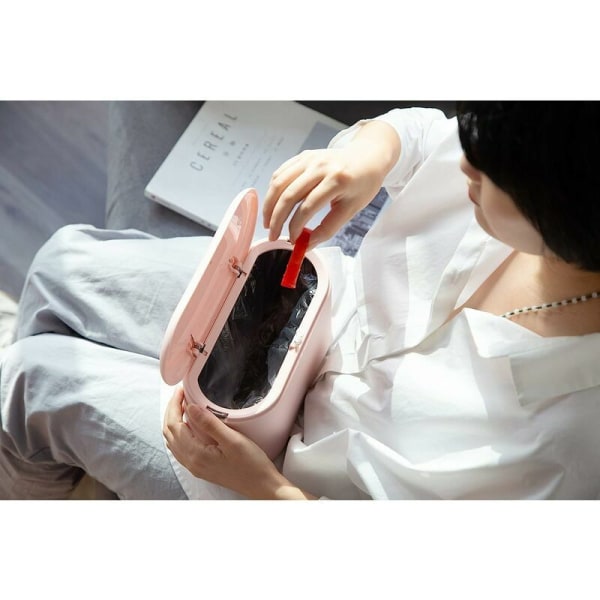 Einfacher Desktop-Mülleimer Mini-Desktop-Mülleimer Quetschkugeldeckel Doppelschicht-Mülleimer Haushalt Schlafzimmer Büro-Mülleimer 22 11 13cm Rosa 1St