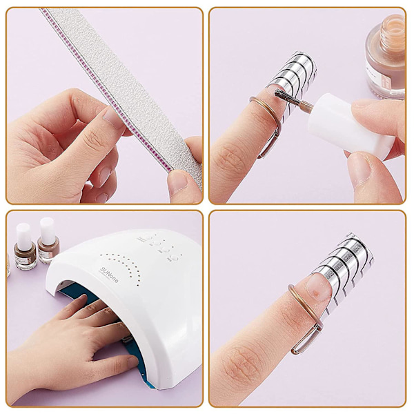 20 st återanvändbara nagelförlängningsformar i akryl UV-gel, skyddande franska nagelformar (silver)