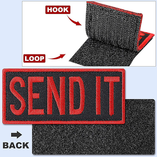 3 stk Send It Broderte Lappe med Borrelås Bakside Taktisk Applikasjon Uniform Lappe Morsom Militær Lappe for Caps Vesker Vester Uniform