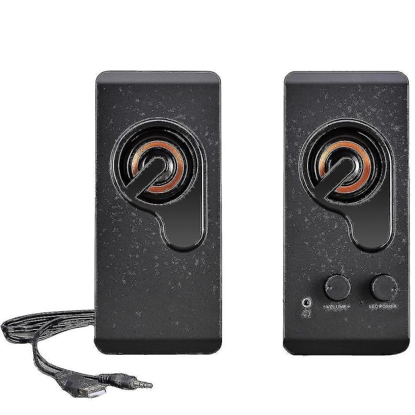 Datorhögtalare, PC-högtalare stereoljud USB-driven multimediahögtalare med färgglad LED-lampa för stationär dator bärbar dator PC (tvåpack)