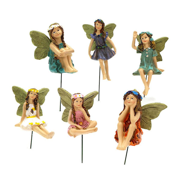 6 st Miniatyrfigurer för Fe Trädgård DIY Hartshantverk Mikro Landskap Dekoration Prydnad