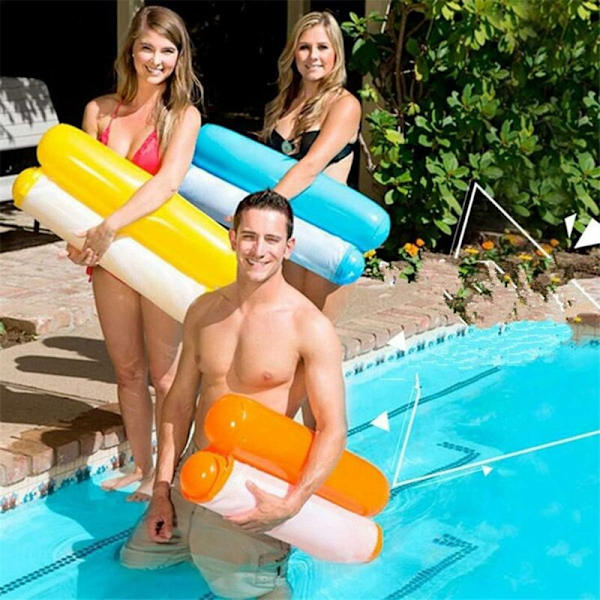 Ideal uppblåsbar flytande hängmatta Swan 4-i-1 poolhängmatta [Hängmatta + Loungestol + Drifter + Träningssadel] för Pool Beach Sea - Blå（Ljusblå）