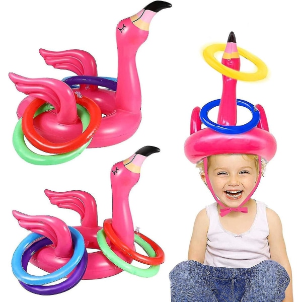 3-pack uppblåsbar Flamingo Pool Ring Toss Pool Spelleksaker, poolleksaker Hawaiian Luau Beach Leksaker Karneval Utomhus Vattenflottor Poolspel för barn