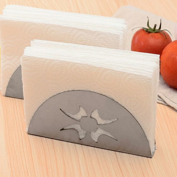Servetthållare Rostfritt stål Servetthållare Pappershållare för festdekoration Kök Matsal 2-pack (blommigt mönster)