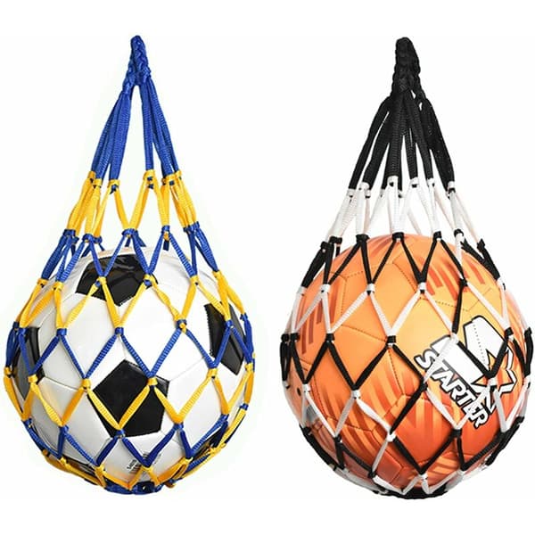 Bærbar fodboldnetpose 2 stk. nylon basketballnetpose nylonnetbold rugby netpose volleyball netpose sportsboldnetpose