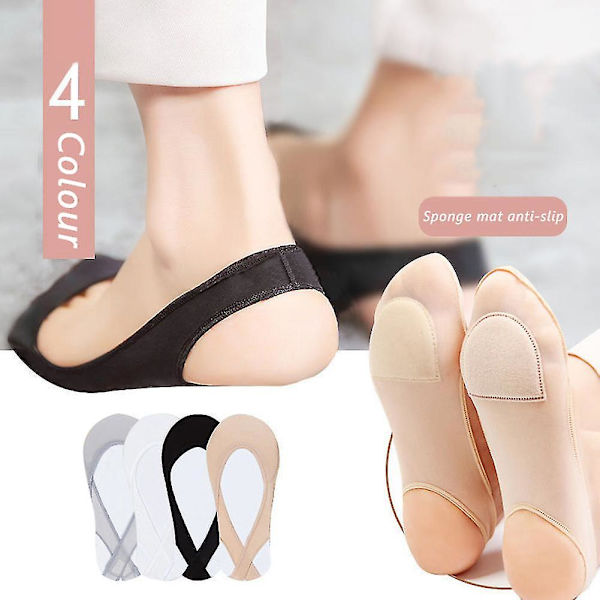 Sock-stil Kulfotkuddar För Kvinnor Lätta Tunna Andningsbara Båtsockor Mjuka Metatarsal Kuddar-4（hudfärg）