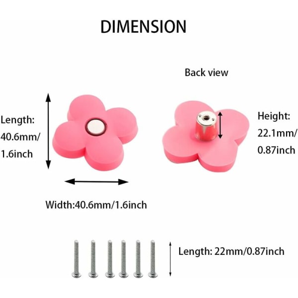 Set med 6 tecknad form mjuka gummilådor för barn Flickor Pojkar Skåp Leksaker Bokhylla (rosa blomma)