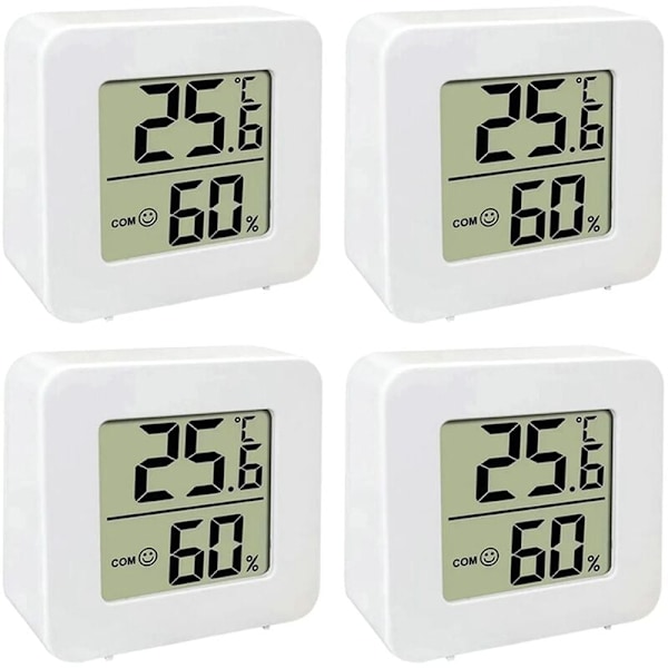 4 stycken LCD intelligent hygrometer, rums termometer, digital inomhus termometer för inomhusutrymmen