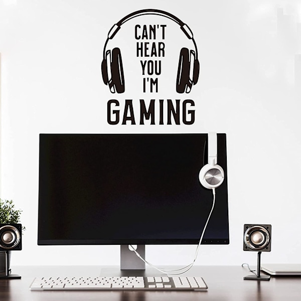 Hör inte dig, jag spelar - Spelheadset Grafik Spel Väggdekal Vinylkonst Silhuett Dekoration Dekaler 3D Videorum Dekoration Tapet Passar för Sovrum