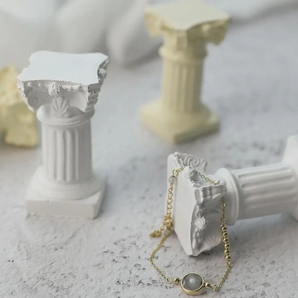 Valokuvaus rekvisiitta mini Roman simulation pylväs keinotekoinen kynttilä valokuvastudio tausta koristeet beige malli kynttilä