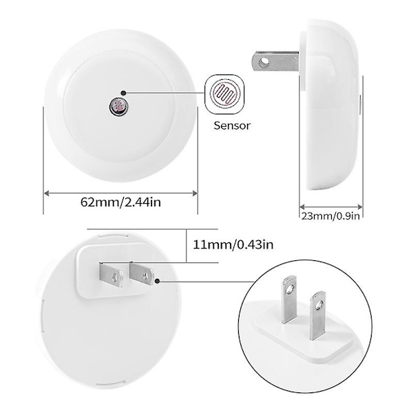 2-pack LED-nattlampa, med skymningssensor, bärnstensfärgad nattlampa, nattlampa med stickkontakt för sovrum, badrum, hall, trappor, barnrum