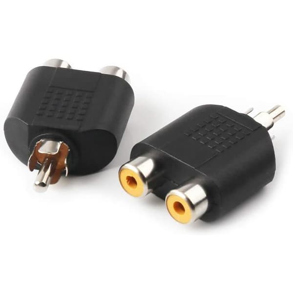 Han til 2 RCA-hun lydstik, RCA M til 2 RCA-hun stereo lydadapter, 2-pak (RCA M-2xRCA F).