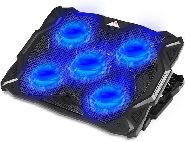 Laptopkylare med 5 tysta fläktar (blå)
