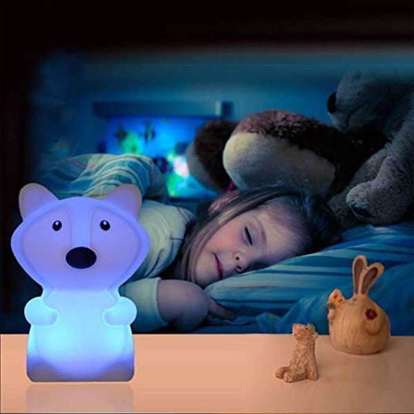 Nattlampa för barn - Uppladdningsbar nattlampa för räv för barnkammare, säker och hållbar Kawaii-lampa och glödande följeslagare för baby , blöjbyte och Mi