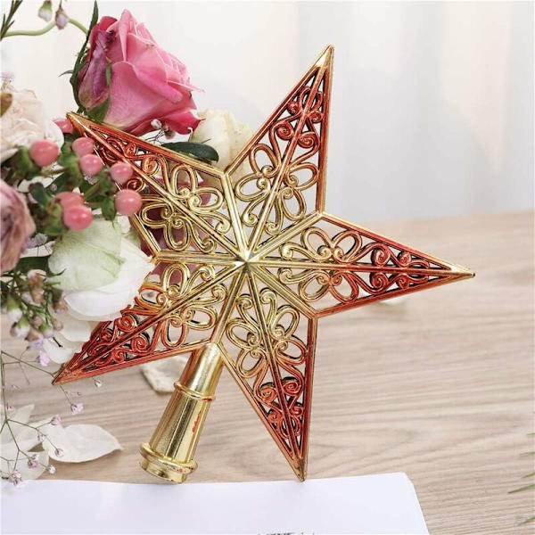 Devenirriche-Creux Star Joulukuusen Latva Joulukuusen Koriste Kiiltävä Punakulta 20cm (7.9\")