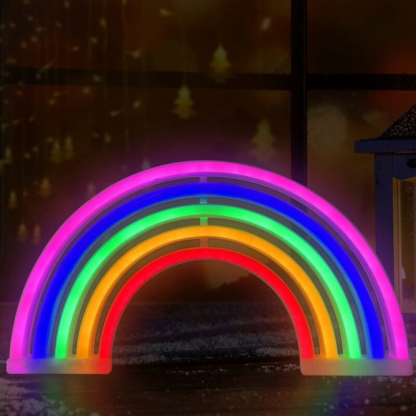 Regnbuenatlampe med neonskilt, batteri- eller USB-drevet, vægdekoration, julegave, hjemmefest
