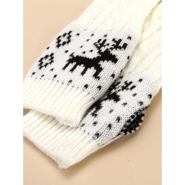 Kvinnor Fingerless Gloves - Winter Arm Warmer Gloves Handledshandskar Tumhål Stretchy Gloves Stickade Handskar2setwhite + Black