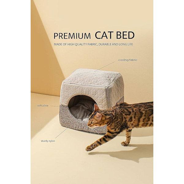 Kattgrotta säng, lämplig för inomhuskatter under 7 kg, 37x33x30 cm 3 i 1 varm grotta katthus kattsoffa säng hopfällbar