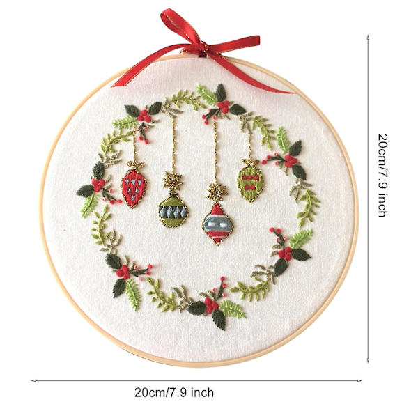 Heltäckande Broderi Korsstygn Präglad Julduk Present Blommig Set