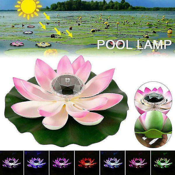Aurinkovoimalla toimiva LED- \"lotus-kukka\" kelluva lampi allas yövalo