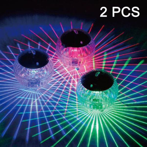 2 stycken flytande poollampor Solbatteridrivna blommor Uppblåsbar vattentät glödboll, bolllampa för utomhuspool Färgglad föränderlig LED-nattlampa