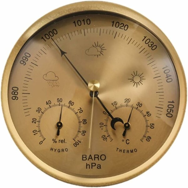Utomhustermometer Hygrometer 3-i-1 vägghängande barometer Inget batteri krävs Golden Hemma