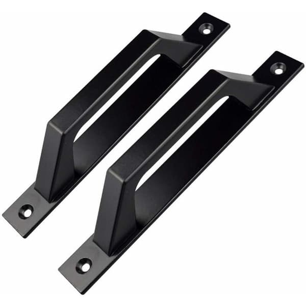 Set med 2 D-formade trädgårds dörrhandtag 200mm Svart