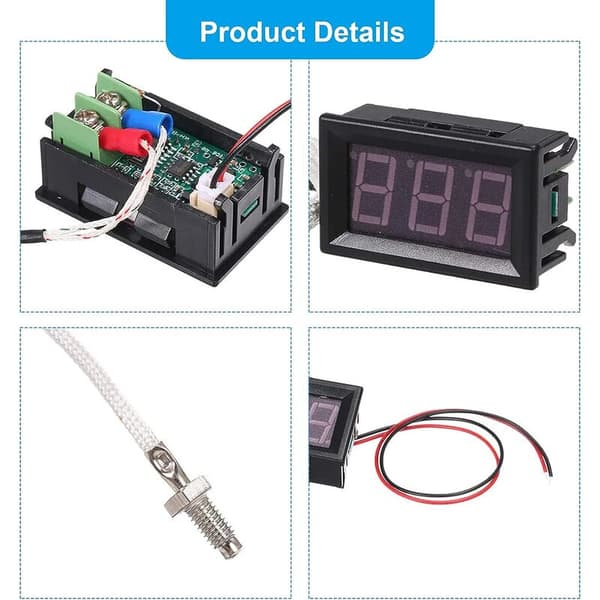 XH-B310 Industriell Digital Termometer, 12V -30-800°C K-typ M6 Termoelementtestare LED-display Termograf
