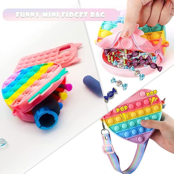 2 i 1 Push Bubble Pop It Fingertip Toy Hjärta Pop it Väska kärlek
