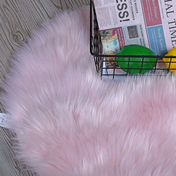Rundt tæppe, hyggeligt tæppe i ægte uld imiteret pels, blødt blødt langt hår pyntepude, stol, sofa, måtte (Pink, 45x45cm) - Bliv rig