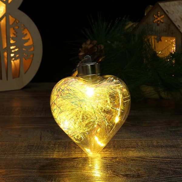 Julkula med LED-ljus, Transparent Julkula, Julgranshänge, Glödande