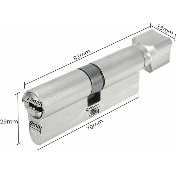 Cylinder 70mmx29mm Säkerhetslåscylinder Hemcylinder Låsknopp Ytterdörr Entrélås Dörrcylinder Euro Låsprofilcylinder, 2-pack