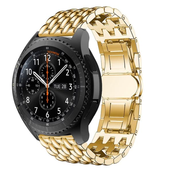 För Samsung Samsung Galaxy Watch 46mm Rostfritt Stålrem Med Drakrem Guld