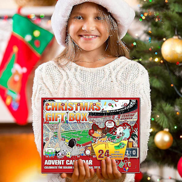 Fotbollsadventskalender 2022, 24-dagars presentförpackning för barn, fotbolls-VM-leksaker för jullov Toddler Pojkar Flickor Vuxna Present