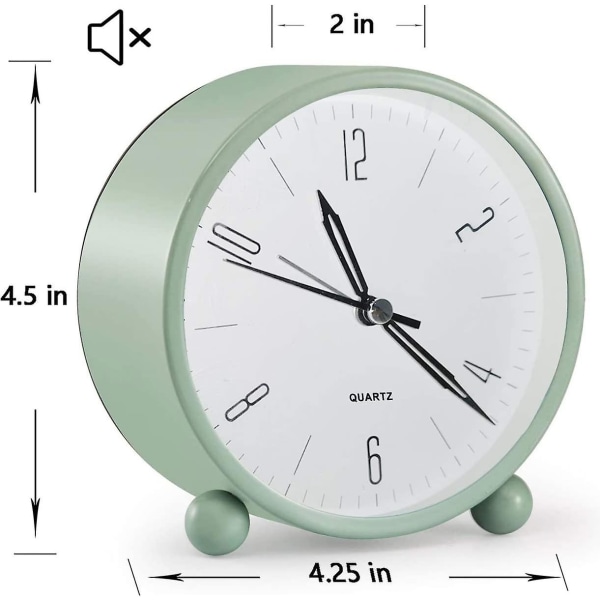 Analog väckarklocka, 4-tums ultratyst liten klocka (grön)
