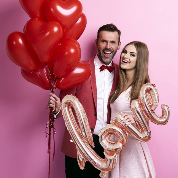 Alla hjärtans dag kärleksbrev textballong, flerfärgad Valentine Love folieballong dekorativ kärleksbanner