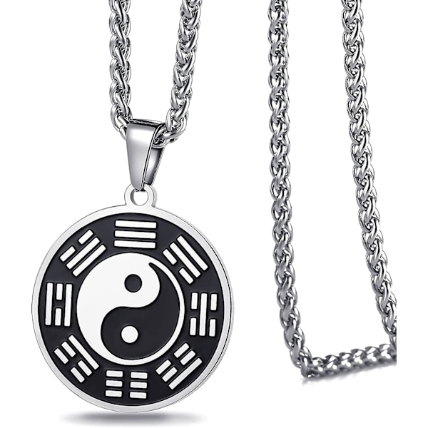 Yin Yang Trigram -riipuskaulakoru Miehille Amulettina Korut Pojille 24 Tuuman Ruostumattomasta Teräksestä Tehty Ketju