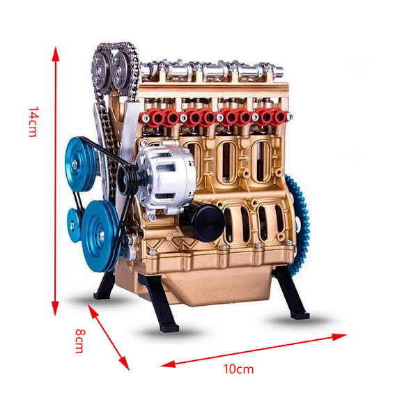 Ny 4-cylindret fuldharpiks bilmotor samlesæt model dekoration legetøj gave