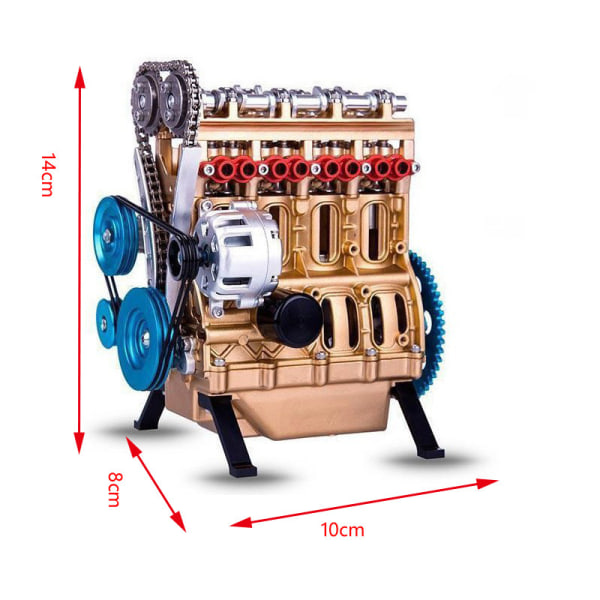 Nyt 4-cylindret fuld harpiks bilmotor monteringssæt model dekoration legetøj gave