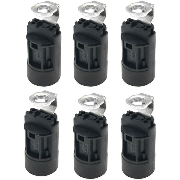 E14 flamme pærebase, termoplast, sort, SES 52 mm høj, 1/8 IPS Hickey gevind