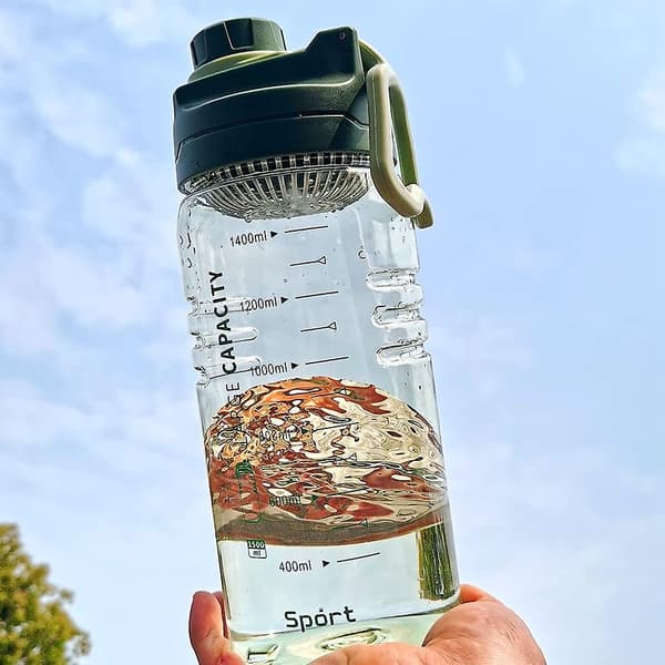 Vattenflaskor 1500ml Stor Kapacitet Vattenflaska Bärbar Utomhus Sportkannor Transparent Graderad Vattenkopp Kaffe